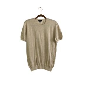 Massimo Dutti Extrafine Cotton Knit Short Sleeve‎ Sweater Beige Women's